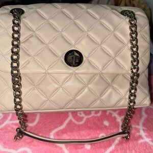 Elegant Cream Quilted Chain Kate Spade Shoulder Bag